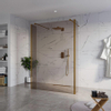 Fortifura Galeria Douche à l'italienne - 140x200cm - verre fumé - anticalcaire - verre de sécurité 8mm - 2 parois latérales 40cm - avec bras muraux et profilés d'angle - Cuivre brossé SW993180