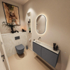 MONDIAZ TURE-DLUX Meuble toilette - 100cm - Dark Grey - EDEN - vasque Ostra - position gauche - sans trou de robinet SW1104801