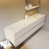 Mondiaz VICA-DLUX ensemble de meuble de salle de bain - 200cm - meuble sous-vasque lin - 4 tiroirs - lavabo encastrée cloud droite - sans trous de robinet - version haute de 60cm - frape SW1089011