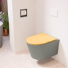 Mondiaz LAVIE hangtoilet – spoelrandloos – 36 x 53 cm – met softclose zitting – Smoke (lichtbruin), zitting Ocher (geel) SW1208679