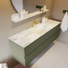 Mondiaz VICA-DLUX Ensemble de meuble de salle de bain - 150cm - meuble sous-vasque armée - 2 tiroirs - lavabo encastré nuage milieu - 1 trou de robinet - version haute de 60cm - glace SW1088125