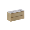 Thebalux Sunny Badmeubelset - 122x46x57cm - wastafel - keramiek - 2 kraangaten - glans wit - onderkast - 2 lades - greeploos - houtfineer - Blanc (hout) SW1462532