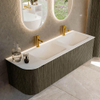 Mondiaz KURVE Ensemble meuble de salle de bains - 145x46x40cm - 1 tiroir - 1 porte - vasque solid surface - double / droite - 2 trous de robinet - Shadow SW1414127