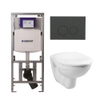 Adema Classico toiletset bestaande uit inbouwreservoir en toiletpot, basic toiletzitting en bedieningsplaat mat antraciet - ronde knoppen - wit SW1164763