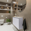 MONDIAZ TURE Toiletmeubel 80x23x50cm met 0 kraangaten 2 deuren cale mat Wastafel Eden midden Solid Surface Wit SW475128