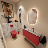 MONDIAZ TURE-DLUX Meuble toilette - 100cm - Fire - EDEN - vasque Glace - position centrale - 1 trou de robinet SW1103268