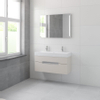 Bruynzeel Mino badmeubelset 56x100x38cm 2 kraangaten 2 wasbakken 2 lades met spiegel met softclose kasjmier grijs SW384610 Bruynzeel Mino badmeubelset 56x100x38cm 2 kraangaten 2 wasbakken 2 lades met spiegel met softclose kasjmier grijs SW384610