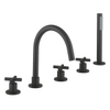 Crosswater MPRO Crosshead Badrandkraan - 5 gats - met handdouche - mat zwart SW648400