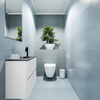 MONDIAZ ADA Meuble WC - 60x30x50cm - 1 trou de robinet - 2 tiroirs - talc mat - lavabo à droite - Solid surface - Noir SW472870