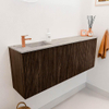 Mondiaz JOYA-DLUX 111.6cm toiletmeubel - ronding rechts kleur Walnut - Wastafel FAYE positie Links 1 kraangat kleur Glace. SW1422396