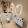 MONDIAZ TURE-DLUX Meuble toilette - 80cm - Clay - EDEN - vasque Ostra - position gauche - 1 trou de robinet SW1104748