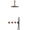 Hotbath Cobber IBS70 Regendoucheset - inbouw - 15cm plafondarm - 30cm ronde hoofddouche - staafhanddouche - messing verouderd koper (goud) SW677600