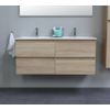 Adema Bella badmeubel met keramiek wastafel 2 kraangaten 120X55X46cm Eiken SW398139 Adema Bella badmeubel met keramiek wastafel 2 kraangaten 120X55X46cm Eiken SW398139
