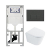 QeramiQ Dely Toiletset - 36.3x51.7cm - diepspoel - rimless - Geberit UP320 inbouwreservoir - met Burda frame - softclose toilet zitting 35 mm - bedieningsplaat antraciet mat - rechthoekige knoppen - wit glans SW1222086