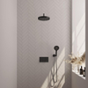 BRAUER Stripe Douche de tête thermostatique encastrée - boutons-poussoirs - SET 29 - pomme de douche 25cm - bras mural courbé - douchette 3 positions - flexible de douche - coude mural - noir mat SW1435161