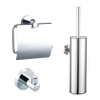 Fortifura Calvi Toiletset - toiletborstelhouder - gesloten - handdoekhaak - toiletrolhouder - met klep - hoogglans chroom SW1381776