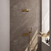 BRAUER Stripe Thermostatische Inbouw Regendouche - drukknoppen - SET 26 - 25cm douchekop - gebogen muurarm - staaf handdouche - doucheslang - wandaansluitbocht - goud geborsteld PVD SW1434853