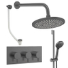 Crosswater MPRO Regendoucheset inbouw - 3 hendels - badafvoer - 30cm douchekop - handdouche - glijstang - wandarm - slate gunmetal (antraciet) SW1472674