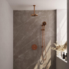 BRAUER Douche pluie thermostatique encastrée en cuivre - 3 voies - rond - ensemble 95 - douche principale de 20 cm - bras plafond - douchette à main 3 positions - flexible de douche - barre de douche intégrée - cuivre brossé PVD SW1159100