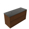 Saniclass Holz Frame Badkamermeubelset - 120x45x63cm - Noche basalten wastafelblad gepolijst (zwart) - 2 kraangaten - 2 lades - mat walnut pure (hout) SW1579914