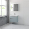 Bruynzeel Pinto badmeubelset 65.3x75x46cm 1 kraangat 1 wasbak 2 lades met spiegelkast met softclose composite fjord groen SW384762 Bruynzeel Pinto badmeubelset 65.3x75x46cm 1 kraangat 1 wasbak 2 lades met spiegelkast met softclose composite fjord groen SW384762