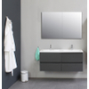 Adema Bella onderkast met acryl wastafel 2 kraangaten met 2 deurs spiegelkast grijs 120X55X46cm Antraciet mat SW398164 Adema Bella onderkast met acryl wastafel 2 kraangaten met 2 deurs spiegelkast grijs 120X55X46cm Antraciet mat SW398164