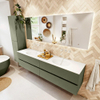Mondiaz VICA Ensemble meuble de salle de bains - 200cm - army - 4 tiroirs - Lavabo MOON - double sans trou de robinet - couleur talc - version XL 60cm de hauteur SW1189230