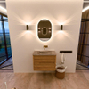 Mondiaz CIRO-DLUX Badkamermeubelset - 70x45x50cm - Solid surface wastafel Sombra - 1 wasbak Midden - zonder kraangaten - 2 lades - Oak SW1531239