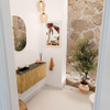 Mondiaz JOYA-DLUX 90cm toiletmeubel - kleur Oak - Wastafel FAYE positie Links 1 kraangat kleur Lava. SW1422147