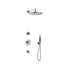 Hotbath Cobber IBS20 Ensemble de douche de tête encastré - bras de douche mural 35 cm - pomme de douche ronde 30 cm - douchette à main barre - chrome SW440619