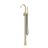 IVY Concord Mitigeur de bain autoportant - bec pivotant - 150cm - Flexible de douche - Douchette barre - RVS316 - or mat brossé PVD SW1031192