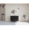 HR badmeubelen Infinity XXL 3D Ensemble meuble de salle de bains - 100 cm - 1 lavabo en céramique gala blanc - 1 trou de robinet - 2 tiroirs - noir mat SW863475