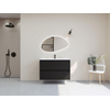 HR Infinity XXL ensemble de meubles de salle de bain 3d 100 cm 1 lavabo en céramique gala blanc 1 trou de robinet 2 tiroirs noir mat SW863475