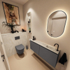 MONDIAZ TURE-DLUX Meuble toilette - 120cm - Dark Grey - EDEN - vasque Ostra - position droite - 1 trou de robinet SW1104795