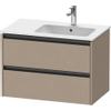 Duravit Ketho.2 Wastafelonderbouwkast - met 2 laden - voor waskom rechts - 81x48x54.9cm - met grepen antraciet - linnen mat SW773069