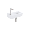 QeramiQ Fuente pack lave-mains – 37,5 x 18,5 x 9 cm – céramique blanc mat – perçage à gauche – robinet inox brossé SW1232745