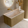 MONDIAZ KURVE-DLUX Meuble de salle de bains 95cm arrondi à droite couleur Dusk avec 1 tiroir et 1 porte. Lavabo BIG SMALL à gauche sans trou de robinet Nata. SW1432375