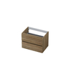 INK Wastafelonderkast - 70x45x52cm - 2 lades - greeploos - met houten keerlijst - MFC - Zuiver eiken SW439238