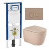 QeramiQ Dely Swirl Toiletset - 36.3x51.7cm - Geberit UP720 Duofix Sigma inbouwreservoir - slim zitting - bedieningsplaat taupe - ronde knoppen - mat beige SW1413174