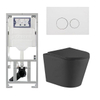 QeramiQ Dely Ensemble WC - 36.3x51.7cm - sortie profonde - sans bride - réservoir encastré Geberit UP320 - avec cadre Burda - abattant de WC softclose - plaque de commande blanc mat - boutons ronds - noir mat SW1102478