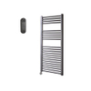 Sanicare HVS Elektrische Radiator - 111.8x60cm - 730W - met afstandsbediening - thermostaat - chroom - linksonder - gunmetal (antraciet) SW1210795