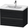 Duravit Ketho.2 Wastafelonderbouwkast - met 2 laden - 78.4x45.5x54.9cm - met grepen antraciet - eiken zwart mat SW772881