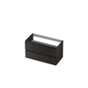 INK Wastafelonderkast - 90x45x52cm - 2 lades - greeploos - met houten keerlijst - MFC - Intens eiken SW439418