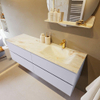 Mondiaz VICA-DLUX Ensemble meuble de salle de bains - 150cm - cale - 4 tiroirs - Lavabo encastré CLOUD - droit - 1 trou de robinet - couleur Frappe - Version XL 60cm de haut SW1189187