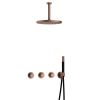 Hotbath Cobber IBS70 Regendoucheset - inbouw - 15cm plafondarm - 30cm ronde hoofddouche - staafhanddouche - PVD - koper geborsteld SW677781
