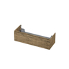 INK Wastafelonderkast - 120x45x35cm - 1 lade - greeploos - met houten keerlijst - MFC - Naturel eiken SW352446