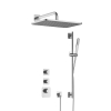 Hotbath Gal IBS40 ensemble de douche pluie encastré - 2 fonctions - bras mural de 35 cm - douche principale rectangulaire de 27 cm - chrome SW656395