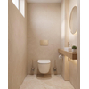 Pack WC QeramiQ Dely Swirl Compact - réservoir encastrable Geberit UP320 - avec bâti-support Burda - abattant slim - plaque de commande en plastique beige - boutons ronds - blanc brillant SW1592298