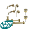 FugaFlow Eccelente Sobrado Slim Kit robinet lavabo - pour double vasque - robinet rehaussé - bonde non-obturable - siphon design bas - Laiton brossé PVD SW1124358