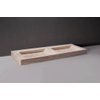 Forzalaqua Bellezza Doppio lavabo 140.5x51.5x9cm Rectangulaire 0 trous de robinet 2 lavabos Pierre naturelle Travertin adouci SW67841